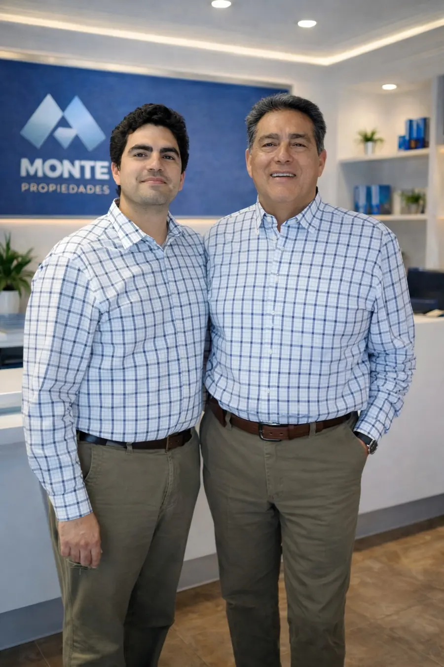 Leandro y Rodolfo Monte juntos en la oficina de Rodolfo Monte Propiedades